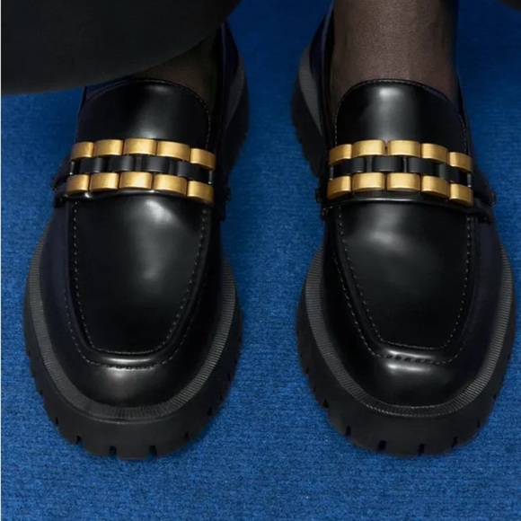 NWT. Zara Black Embellishes Track-Sole Flat Loafers. Size 6,5. 8 - Picture 6 of 13